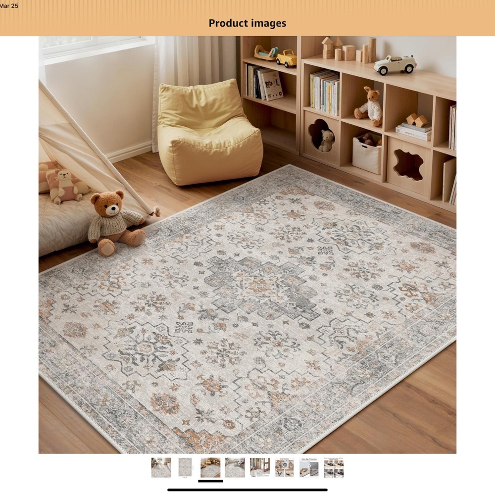 Rug Neutral Vintage Medallion Area Rug - Cream & Gray with Tan Accents - Picture 2 of 8